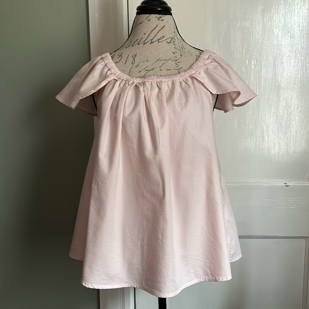 SINCERELY JULES Carmen Flutter Sleeve Pink Off Shoulder Blouse - Picture 3 of 15